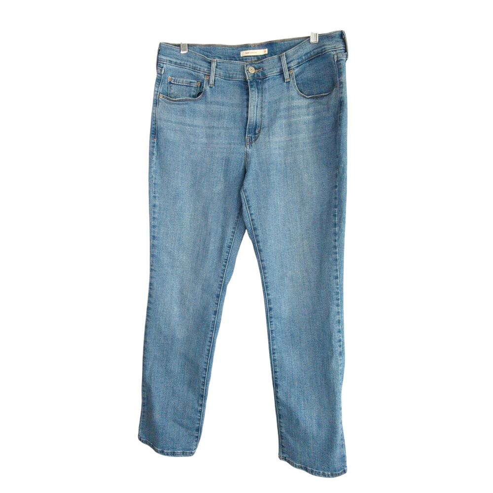 Levis 505 Jeans Womens 14 Blue‎ Straight Stretch Light Wash